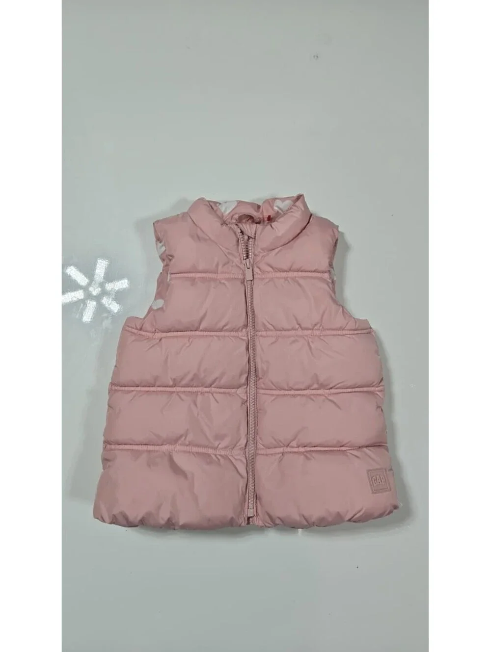 Baby Gap Puffer Vest – Pink White Heart Pattern Size 4